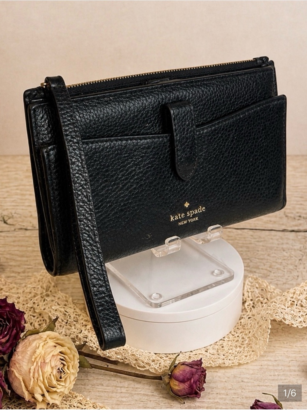 kate spade Black Pebbled Leather Wristlet - Picture 2 of 6